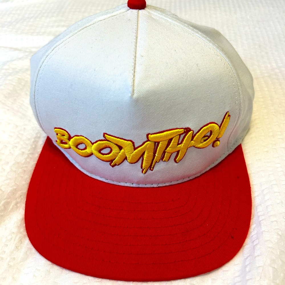 Boomtho! Men’s Snapback Cap (White, Red, Yellow)